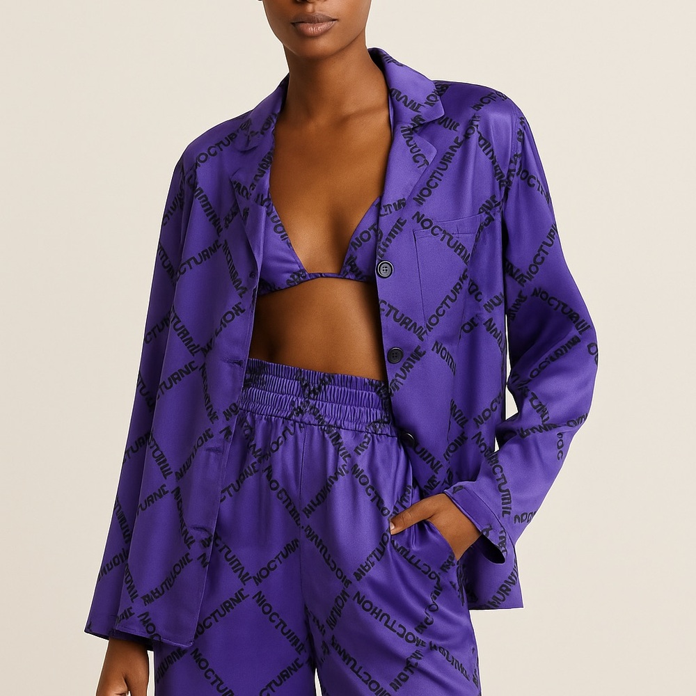 NWT Nocturne Luxury Purple Satin Set